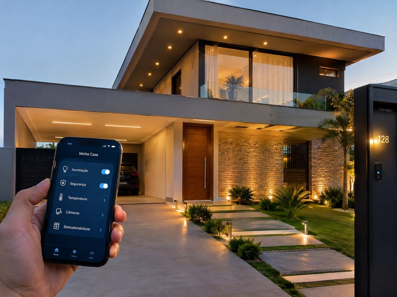App controlando iluminação e segurança de uma casa inteligente — projeto DigFusion Smart House